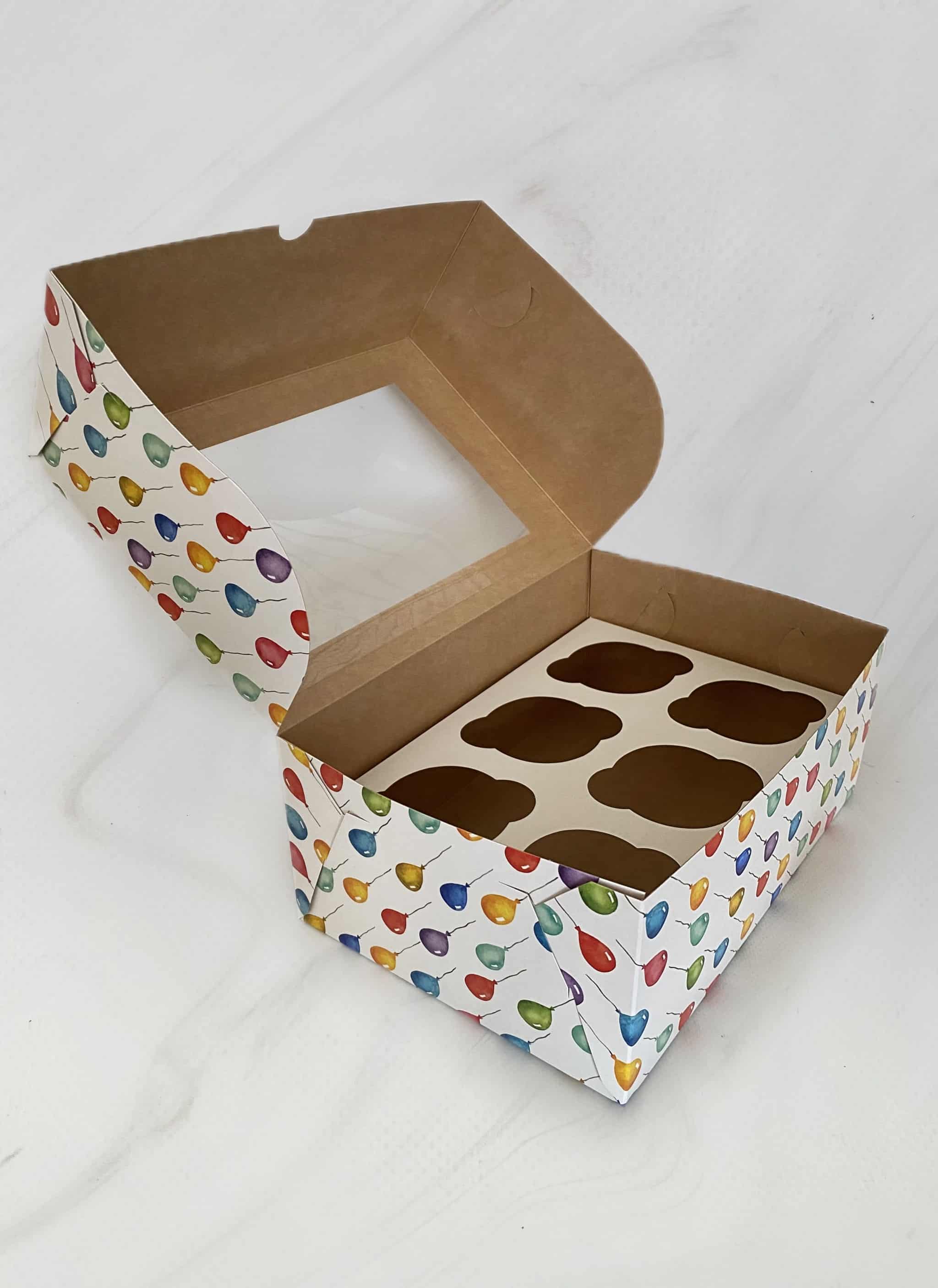 Упаковка под 6 капкейков с окном "Шарики" — изображение 2